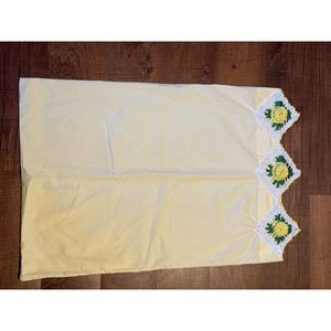 Vintage Yellow Crochet Edge Pillowcase READ DESCRIPTION